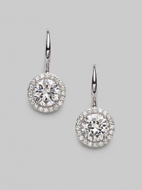 EXCLUSIVELY AT SAKS. A traditional round drop earring designed in sterling silver with cubic zirconia settings.Cubic zirconia Rhodium plated sterling silver Width, about ½ Leverback closure Imported 