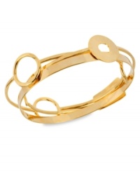 Circular sensation. Robert Lee Morris' set of geometric bangles is crafted from gold-tone mixed metal with shapely accents adding a touch of style. Approximate diameter: 2-1/2 inches.