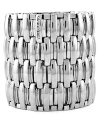 Raise the bar. Four rows of rectangular bar-shaped accents adorn this thick cuff bracelet by Vince Camuto. Set in light rhodium-plated mixed metal. Bracelet stretches to fit wrist. Approximate length: 8 inches.