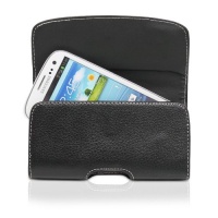 GreatShield BLAST Series Genuine Leather Pouch Case with Belt Clip Holster for New HTC One, Windows Phone 8X, One X, One S, Sensation 4G / Samsung Galaxy S3 III / Droid RAZR, RAZR MAXX, RAZR HD / Nokia Lumia 920, 900, 822, 820, 810 (Black)