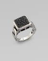 From the Classic Chain Collection. A signature chain band with a square black sapphire pavé setting.Black sapphire Sterling silver Width, about ½ Made in Bali Additional Information Women's Ring Size Guide 