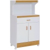 Home Source Industries 152BRD Microwave Work Center with a-Drawer and Cupboard, White with Light Wood Trim