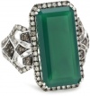 Badgley Mischka Fine Jewelry Champagne Diamonds Green Agate and Smokey Quartz Ring, Size 7