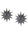 Shine like a star. Betsey Johnson's stud earrings are crafted from hematite-plated silver-tone mixed metal with purple glass crystal accents for a vibrant touch. Approximate drop: 3/4 inch.