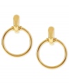 Announce yourself with this pair of hoop clip-on earrings from Betsey Johnson. Crafted from gold-tone mixed metal with metal beads. Clip-on backing for non-pierced ears. Approximate drop: 3-1/4 inches.