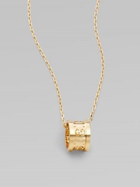 From the Icon Twirl Collection. A signature GG barrel pendant in polished 18k gold hangs from a delicate chain link.18k yellow gold Adjustable length, about 15, 15¾ & 16½ Pendant width, about ¼ Lobster clasp closure Imported 