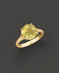 18K yellow gold is set with a faceted lemon quartz.