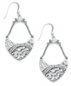 V is for vivacious! These textured drop earrings from Style&co. flaunt glass stone accents and openwork detail for a chic appearance. Crafted from antiqued silver tone mixed metal. Approximate drop: 2 inches.