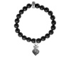 Queen Baby Onyx Bead Bracelet w/ Pave Black Cz Baby Crowned Heart