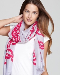 Make an off-the-chain statement in DIANE von FURSTENBERG's pure cashmere scarf, canvased with a vibrant chain print.