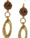 Second Glance Designs Antique Gold Swarovski Rhinestone Ball Dangle Earrings With 22K Gold Plated Loops