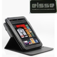 Elsse Premium Rotational Folio Case for Kindle Fire Cover - Black Rotational