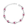 Contessa Bella Fancy Genuine 18k White Gold Plated Round Pink Swarovski Austrian Crystal Elements Charm Women Bracelet Elegant Silver Color Crystal Fashion Jewelry