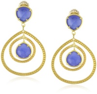 Coralia Leets Jewelry Design Riviera Small Frames Double Post Deep Blue Chalcedony Earrings