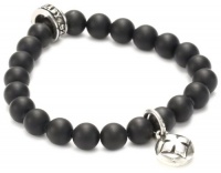 Queen Baby Black Onyx Bead with Silver MB Cross Button Bracelet