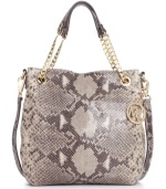 Dramatically sleek, this glazed, embossed python purse from MICHAEL Michael Kors offers classic elegance in all its effortlessness.