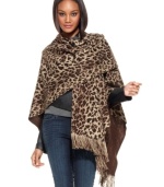 Hot spots: This leopard-print ruana by Echo reverses to solid camel and wraps you in cold-weather comfort.