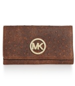 Get organized in the most exotic way with this ostrich-embossed leather lovely from MICHAEL Michael Kors. Sized-right to slip inside a handbag or be carried on its own, it boasts plenty of pockets to keep your currency safe and secure.