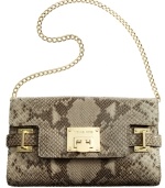 Opt for elegance with an edge with this chic, python-embossed design from MICHAEL Michael Kors. Crafted from refined leather with signature golden hardware, the interior offers plenty of discrete pockets to keep your evening essentials safe and secure.