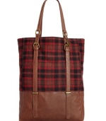 Perfectly plaid, this go-everywhere carryall from American Rag is ideal for stowing everything from office files to flea market finds. Discrete buckle accents and signature charm add a touch of discerning detail.