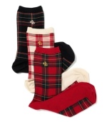 Take on a tartan look with these cheerful trouser socks from Lauren Ralph Lauren, featuring the iconic LRL logo for understated signature style.