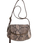 Play up your animal instincts with this python print design from Lucky Brand that adds an exotic edge to any outfit. Crafted from supple leather with brasstone hardware and flirty tassel accent, its convenient crossbody strap offers instant versatility.