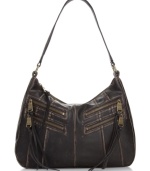 Laid-back with urban appeal, this slouchy-chic hobo from Marc New York ups the ante on everyday accessorizing. Distressed leather is paired with zip pockets and tassel pulls, while the spacious interior stows all your it-girl essentials.