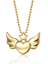 Alex Woo Little Rock Star Heart with Yellow Wings Pendant Necklace