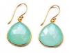 18KT Gold Vermeil Aqua Chalcedony Teardrop Dangle Earrings 925 Sterling Silver Bezel Set Gemstone Drops, Kyle Richards