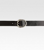 Silver horse-head buckle adorns this classic belt of textured Italian leather.LeatherPalladium hardware1.6 wideMade in Italy