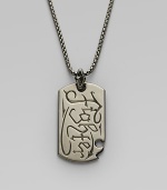 A military-inspired look rich with contemporary detail, carefully engraved in blackened sterling silver. Sterling silver Pendant, about 2 long Chain, about 30 long Imported