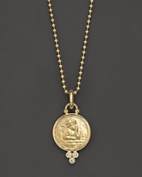 18K yellow gold angel pendant with signature diamond granulation. Designed by Temple St. Clair.