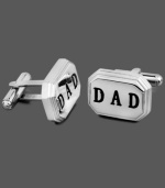 The perfect personalized gift. Show dad you care this Father's Day with these sophisticated, engraved cuff links. Crafted stainless steel with black rhodium. Approximate size: 5/8 inch x 1/2 inch.