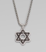 Black diamonds trace the familiar angles of the Star of David, cast in polished sterling silver on a box-chain necklace. From the Black Diamond Collection Sterling silver Black diamonds, 1.14 tcw Chain length, about 22 Lobster clasp Imported 