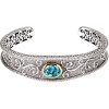 Clevereve's Sterling Silver & 14K Yellow Gold 11.00X9.00 mm Genuine Swiss Blue Topaz Bracelet