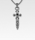 Drawn from modern and antiqued traditions in braided sterling silver with an onyx-accented cross-and-dagger medallion. From the UnKaged Collection Cross, ¾W X 1½H Endless chain, 26 long Made in USA