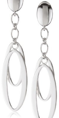 ELLE Jewelry Link Up Sterling Silver Double Oval Link Earrings