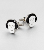 Charming novelty cufflinks crafted in plexiglass and shiny sterling silver.Silver/plasticAbout ¾ x ¾Made in Italy