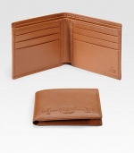 Smooth leather design accented by an embroidered interlocking G horsebit detail.Two billfold compartmentsSix card slots4W x 4H x 1DLeatherMade in Italy