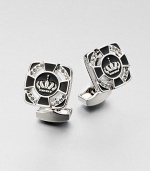 Undeniably stylish cuff links custom-fit for a king and designed in rhodium-plated brass with an enamel center and Swarovski crystal accents.Brass/enamel/Swarovski crystalsAbout ½ x ¾Made in the United Kingdom