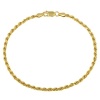 18k Yellow Gold Plated Sterling Silver 060-Gauge Diamond-Cut Rope Chain Anklet, 9