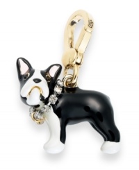 Animal magnetism. This French bulldog charm from Juicy Couture, crafted from gold tone brass and epoxy with glass stones and cubic ziconia (1/4 ct. t.w.), is sure to draw you in. Approximate drop: 1-1/2 inch.