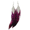 Fuchsia & Black Dangle Feather Earrings Leaf Accent, 6 Inches Long, CLEARANCE PRICED, LIMITED QUANTITY AVAILABLE