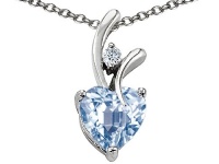 Original Star K(tm) Simulated Heart Shaped 8mm Aquamarine Pendant LIFETIME WARRANTY