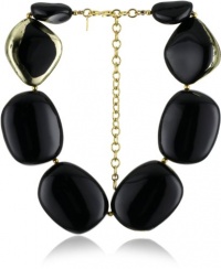 Kenneth Jay Lane Black and Gold Leaf Pebble Necklace