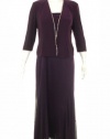 Alex Evenings Dress and Jacket, Rhinestone Trim Evening Dress Purple 14