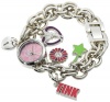 Disney Women's TK2022 Tinkerbell Pink Sunray Dial Charm Bracelet Watch