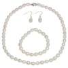 Genuine Freshwater White Pearl Necklace Bracelet & Earring Set