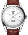 TAG Heuer Men's WV2116.FC6181 Carerra Calibre 7 Twin Time Automatic White Dial Brown Crocodile Watch