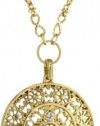 The Vatican Library Collection Gold-Tone Crystal Round Pendant Necklace, 22